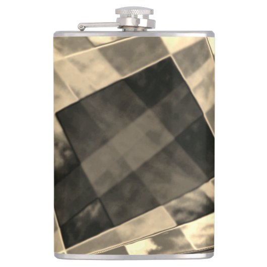 木材やベージュ色のトーンで傾斜した長方形？ フラスク (正面)