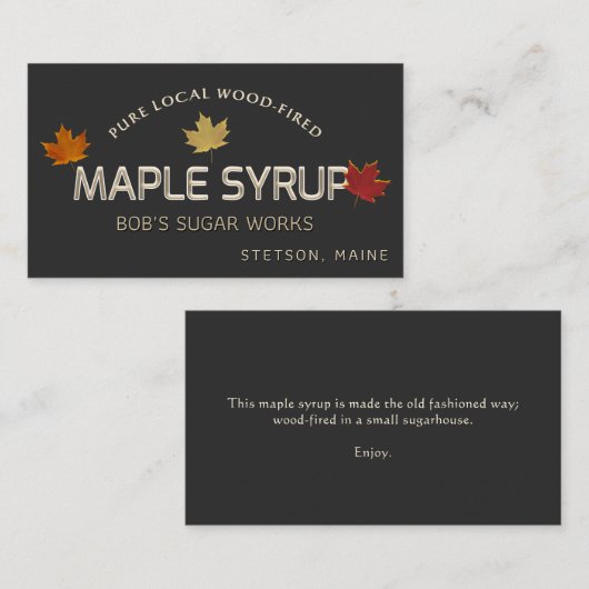 木材を使用したメープルシロップ葉メープル名刺 名刺 (正面/裏面)