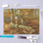 木材を切断するランバージャック（Childe Hasssam著） 薄葉紙 (クラフト)