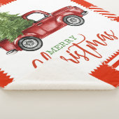 木材を持つヴィンテージ赤トラック付きクリスマスブランケット シェルパブランケット (3/4)