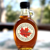 木材を焼いたメープルシロップのラベル秋のメープルリーフ ラウンドシール