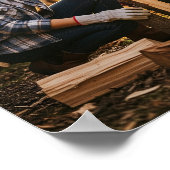 木材を積み重ねる作業 ポスター (角)