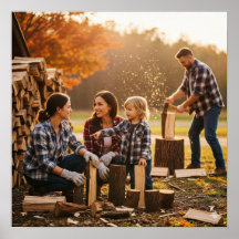 木材を積み重ねる作業