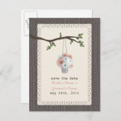 木材インスパイア缶デイジーの日付を保存 案内ポストカード (正面/裏面)