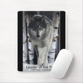 木材ウルフ、雪と木の野生生物アート マウスパッド (マウス)