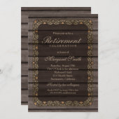 木材エレガント除素朴去パーティー 招待状 (正面/裏面)