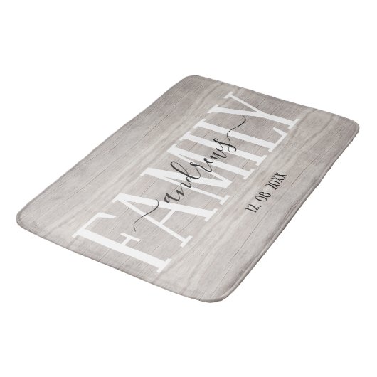 木材カスタムファミリ名の署名 バスマット (アングル)