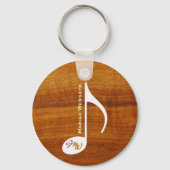 木材カスタム上の音楽ノート キーホルダー (正面)