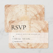 木材カットスライス素朴の結婚インチ 出欠カード (正面/裏面)