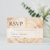 木材カットスライス素朴の結婚インチ 出欠カード (スタンド正面)