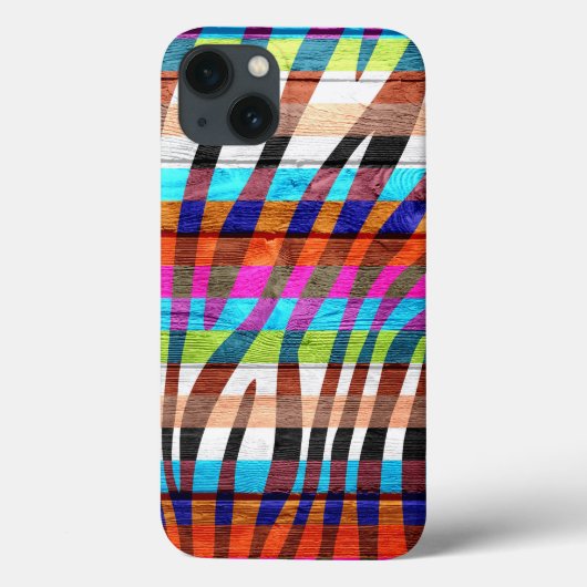 木材カラフルヴィンテージゼブラ印刷 Case-Mate iPhoneケース (裏面)
