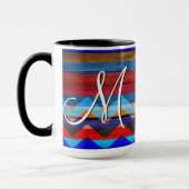 木材カラフル上のストライプシェブロンの#19 マグカップ (左)