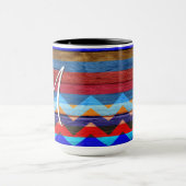 木材カラフル上のストライプシェブロンの#19 マグカップ (中央)