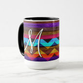 木材カラフル上のストライプシェブロンの#8 マグカップ (正面左)