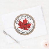 木材クラフトメープルシロップのラベル赤メープルリーフ ラウンドシール (封筒)