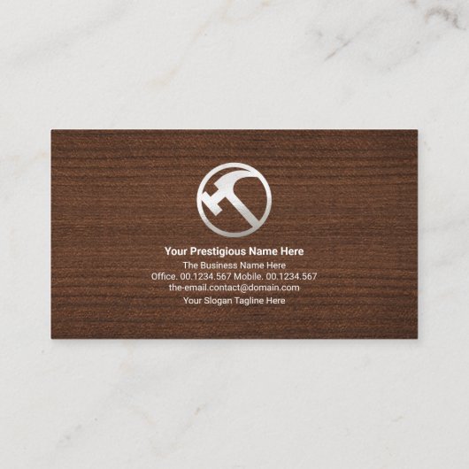 木材クリエイティブシルバー金ゴールドハンマー 名刺 (裏面)