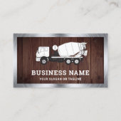 木材コン素朴クリートミキサーセメントトラック 名刺 (正面)
