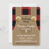 木材ジャックオーバーオール誕生日パーティー 招待状 (正面)