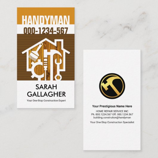 木材スタイリッシュのホーム修復ツール 名刺 (正面/裏面)