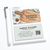 木材スタイリッシュ板料理スクリプ素朴ト 名刺