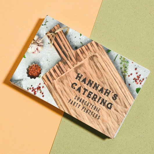 木材スタイリッシュ板料理スクリプ素朴ト 名刺