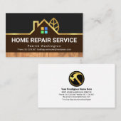 木材ストライプ金ゴールドホームランドスケープ 名刺 (正面/裏面)