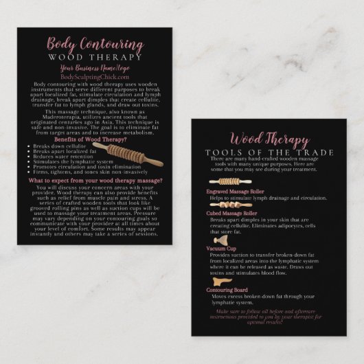 木材セラピー体コンタリングFAQ情報 名刺 (正面/裏面)