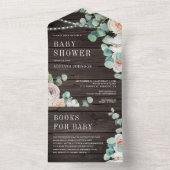 木材ソフト素朴バラユーカリプタスベイビーシャワー オールインワン招待状 (内側)