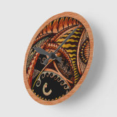 木材タトゥー ラウンド壁時計 (傾斜)