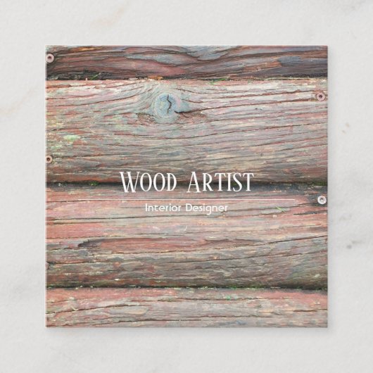 木材テクスチャスタイルデザイン スクエア名刺 (正面)