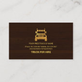 木材テクスチャ金ゴールドトラックロジスティックドライバ 名刺 (裏面)