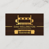 木材テクスチャ金ゴールドトラックロジスティックドライバ 名刺 (正面)