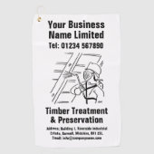 木材トリートメント保存デザイン ゴルフタオル (正面)