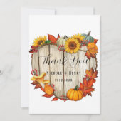 木材ハート形状カボチャ結婚のサンキューカード 招待状 (正面)