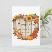 木材ハート形状カボチャ結婚のサンキューカード 招待状 (スタンド正面)