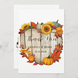 木材ハート形状カボチャ結婚のサンキューカード 招待状