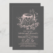 木材ハート木リ素朴ハーサルディナー招待状 招待状 (正面/裏面)