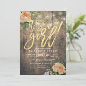 木材バラ素朴フローラストリング軽い赤ちゃんシャワー 招待状 (スタンド正面)