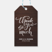 木材パタ素朴ーンありがとう多くのレタリング ギフトタグ (正面)