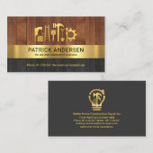 木材パネル金ゴールドストライプマニャツール 名刺 (正面/裏面)