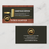 木材パネル金ゴールド絵を描ブラシマン画家 名刺 (正面/裏面)