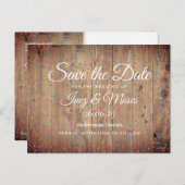 木材パネ素朴ル虹の紙吹雪日付を保存 ポストカード (正面/裏面)