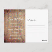 木材パネ素朴ル虹の紙吹雪日付を保存 ポストカード (裏面)