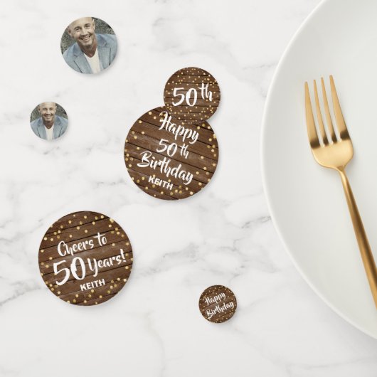 木材パネ素朴ル金ゴールド国ハッピーバースデー コンフェッティ (グループ)