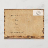 木材パーチメントぼろぼろのハート日付の保存 案内ポストカード (裏面)