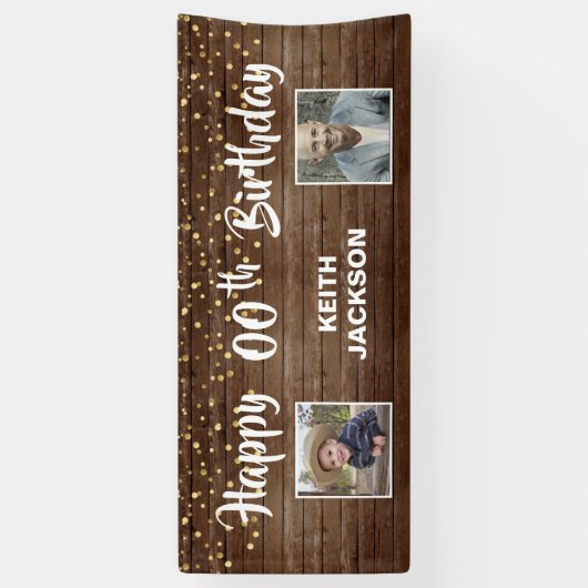 木材パ素朴ネルハッピーバースデー写真 横断幕 (縦)