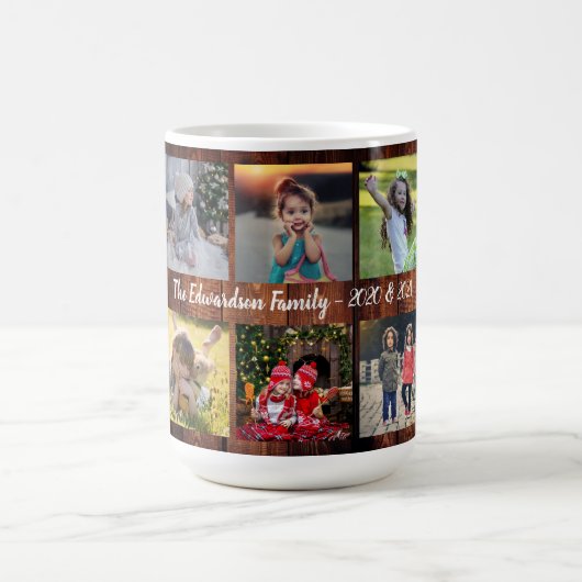 木材ファミ素朴リーフォトコラージングファミリー名coff コーヒーマグカップ (中央)