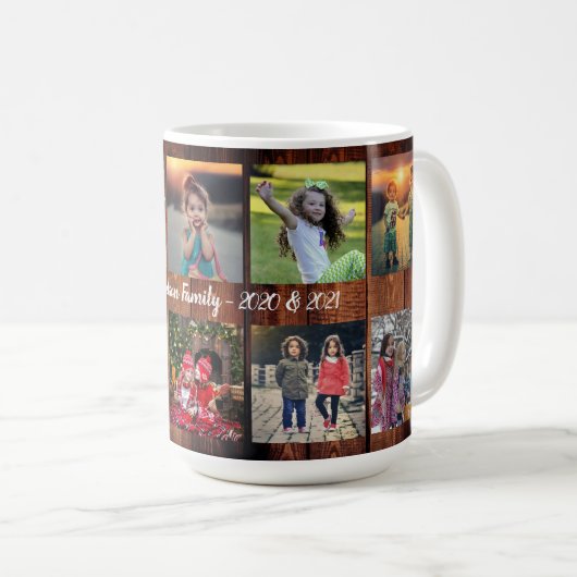 木材ファミ素朴リーフォトコラージングファミリー名coff コーヒーマグカップ (正面右)