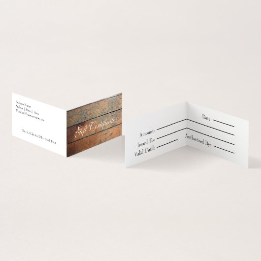 木材フェイクギフト証書 名刺 (内部&外部)