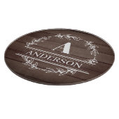 木材フェイク素朴リースファミリ名モノグラム カッティングボード (角)